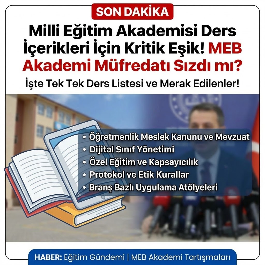 SON DAKİKA: Milli Eğitim Akademisi Ders İçerikleri İçin Kritik Eşik!