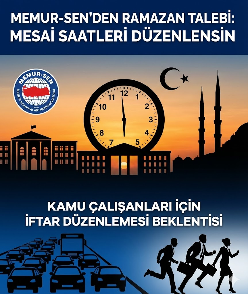 Memur-Sen'den Ramazan Talebi: "Mesai Saatleri Yeniden Düzenlensin"